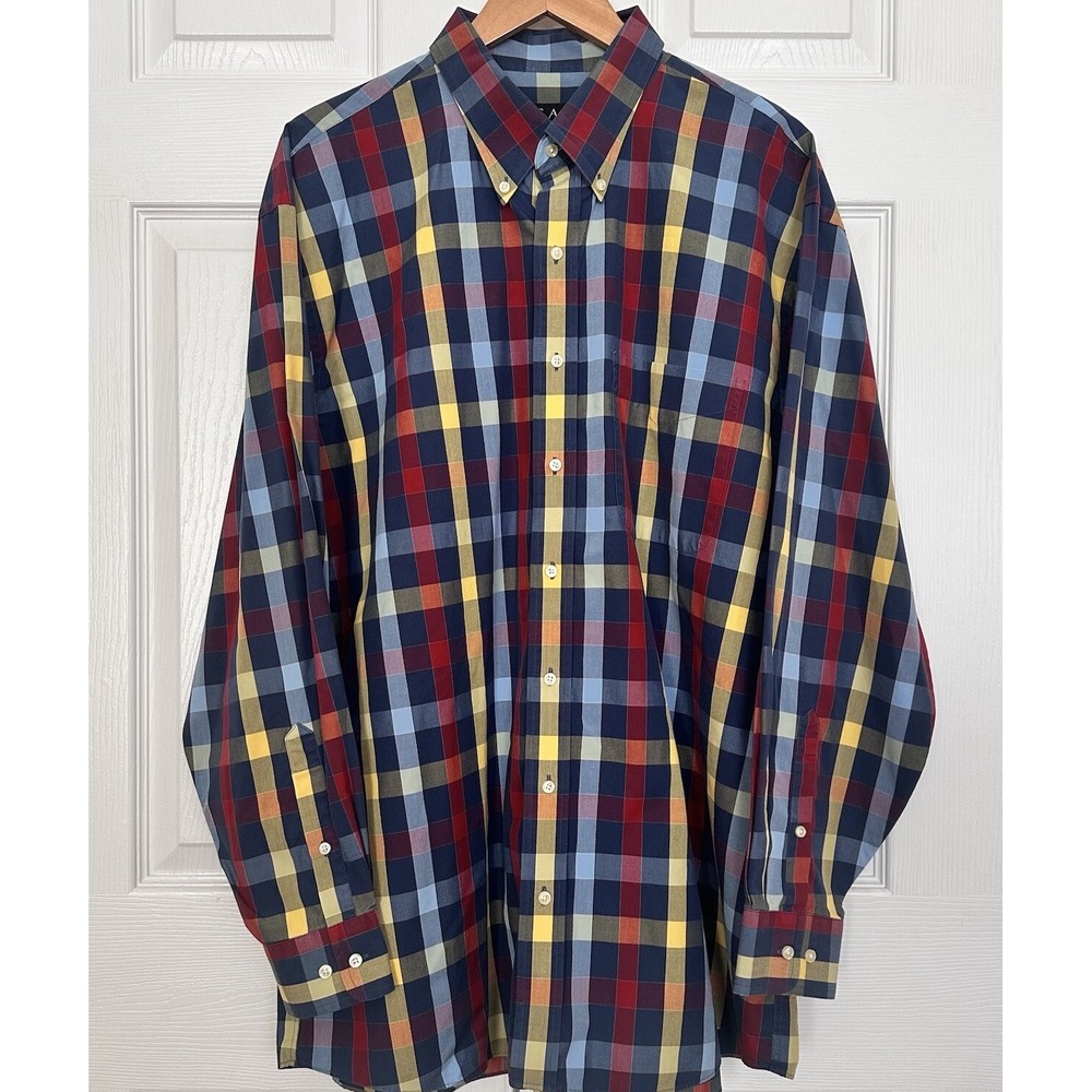 Jos‎ A. Banks Mens Traveler's Checkered Long Sleeve Button Down Shirt XL - Picture 2 of 16